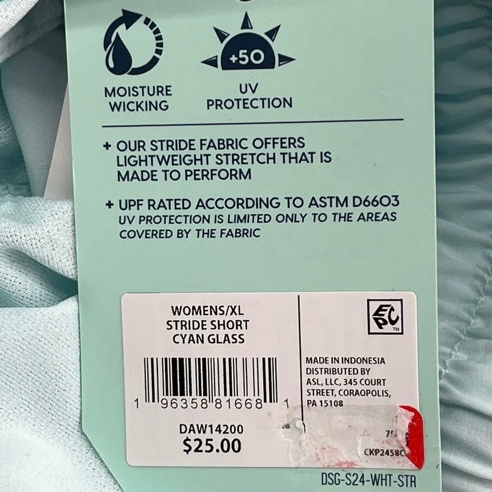 DSG Womens Stride Cyan Glass Mid‎ Rise Running Shorts Built In Brief XL